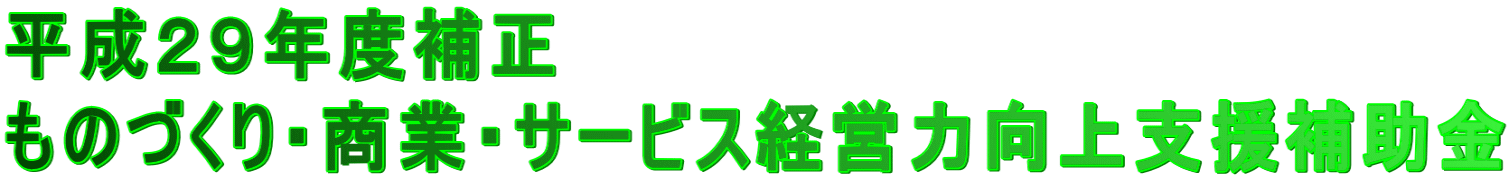 平成２９年度補正 『ものづくり・商業・サービス経営力向上支援補助金』