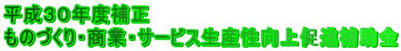 平成３０年度補正 『ものづくり・商業・サービス生産性向上促進補助金』